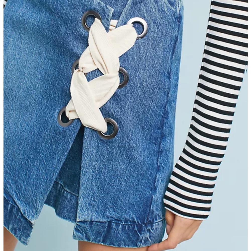 3x1 brand denim mini skirt w/ tie detail